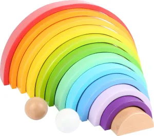 Wooden Rainbow Building Blocks with Balls (XL) - Educational 15 x 9 x 2 inch Wooden Toy Building Block for Toddlers 12  Months