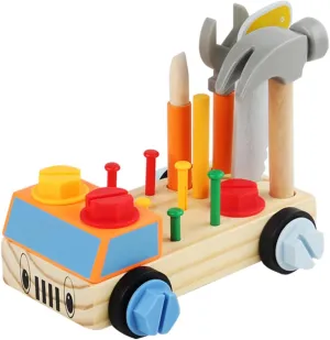 Wooden Tools Car Set Toy Hammer for Toddlers,STEM Montessori Early Educational Construction Toys Gift for Boys and Girls