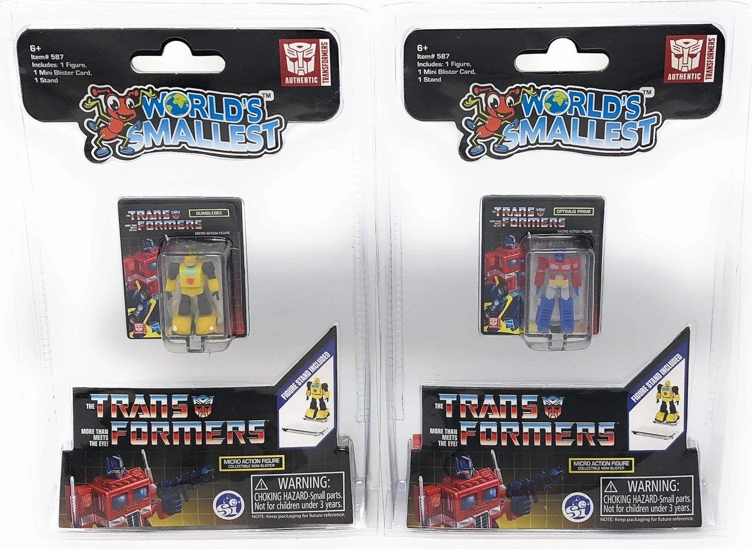 World's Smallest Transformers Bundle Set of 2 Mini Figures - Optimus Prime - Bumblebee