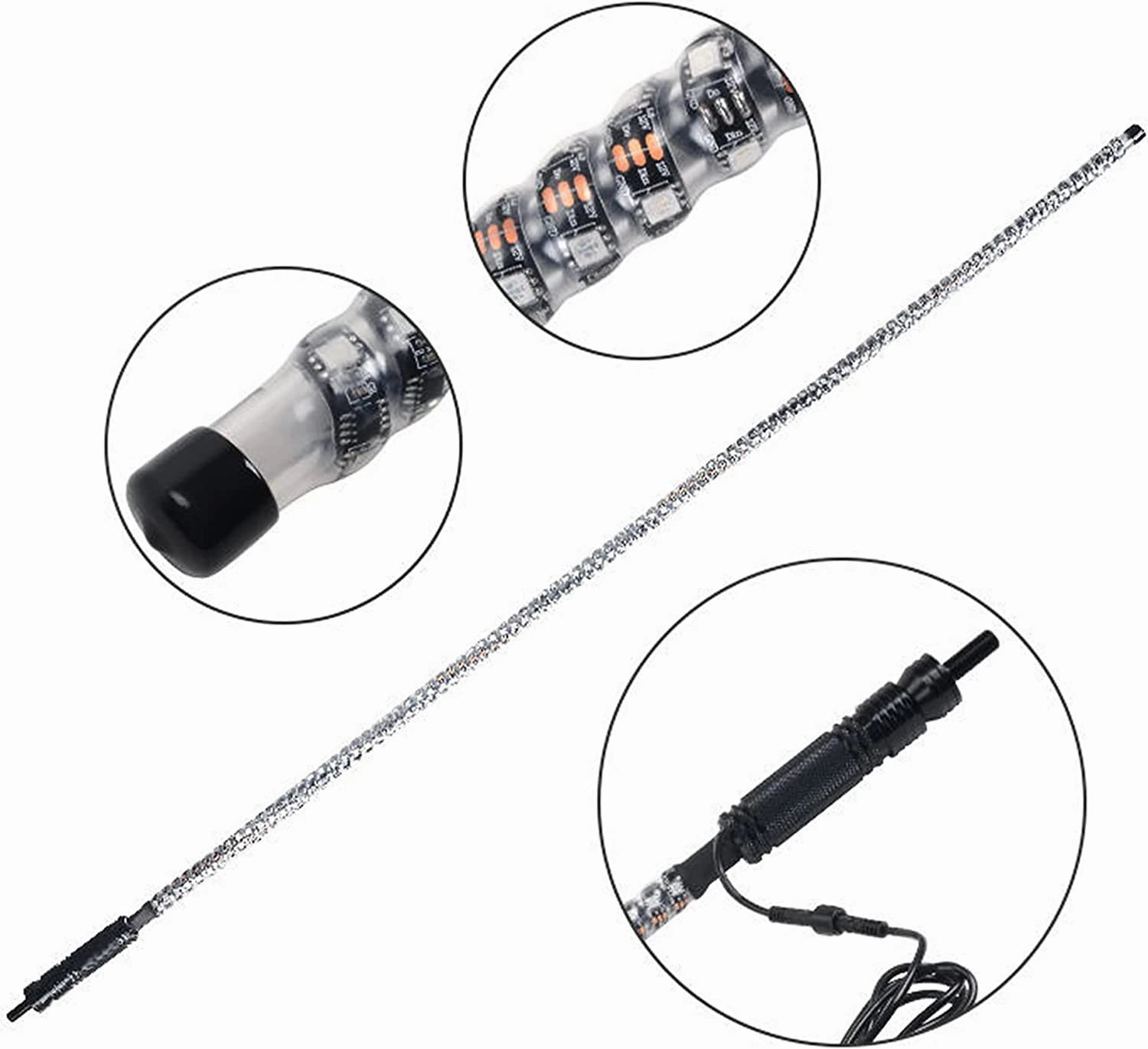 Wrapped Multi-Color Remote Control Spiral Antenna Whip Light RGB LED Strip 100334