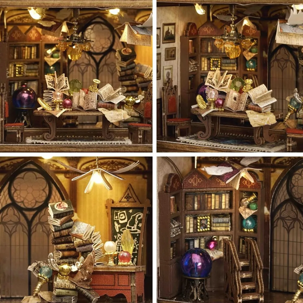 WYD DIY Miniature Fantasy Cube Series Mini Small House Kit Miniature Dollhouse Furniture Kit Puzzle Assembly Doll House with LED Lights Creative Home Decoration(Magical Fate)