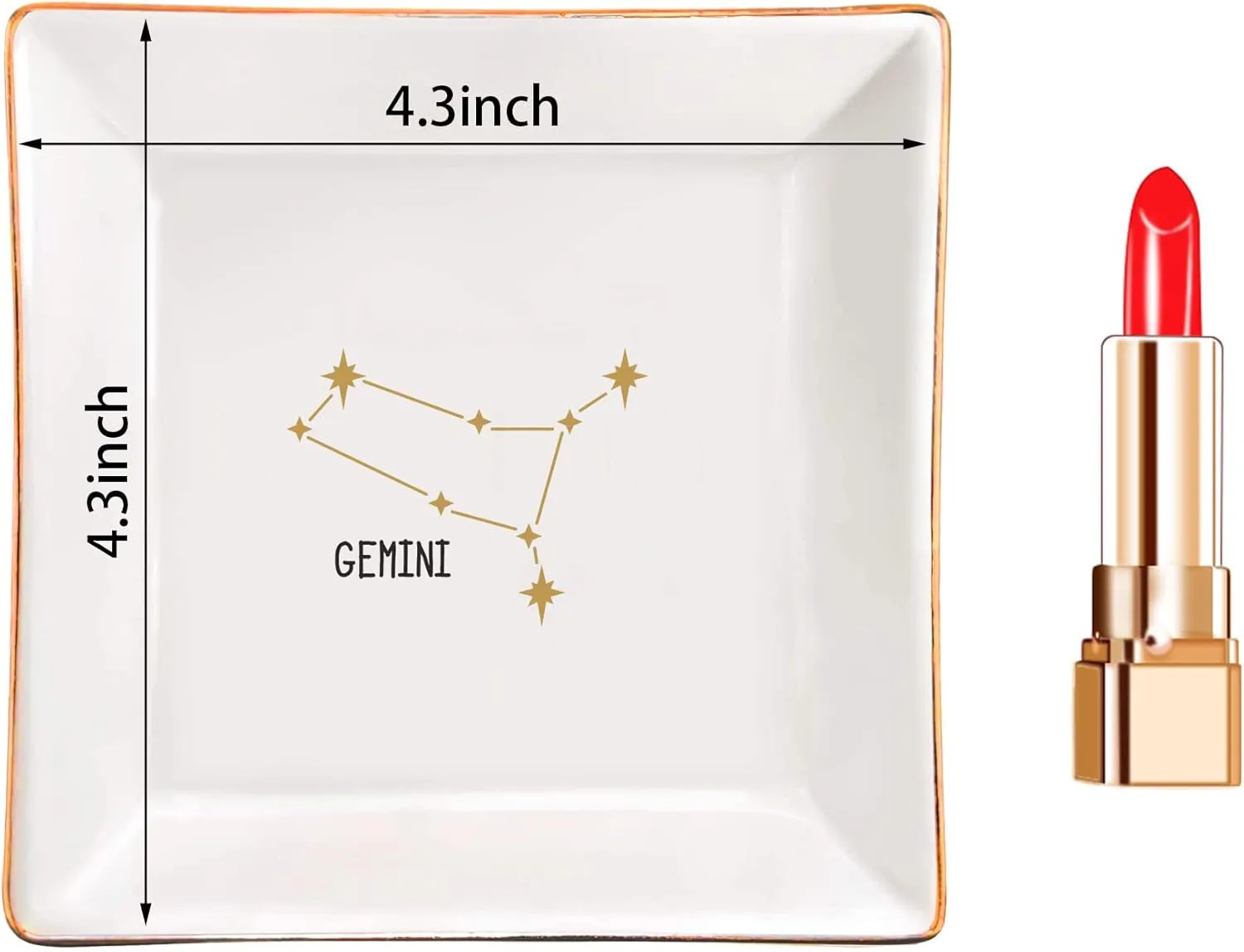 XJF Gemini Zodiac Ring Dish, Astrology Sign Ring or Necklace Ceramic Trinket Tray, Constellation Gifts for Women, Astrology Birthday Gift for Her - Gemini