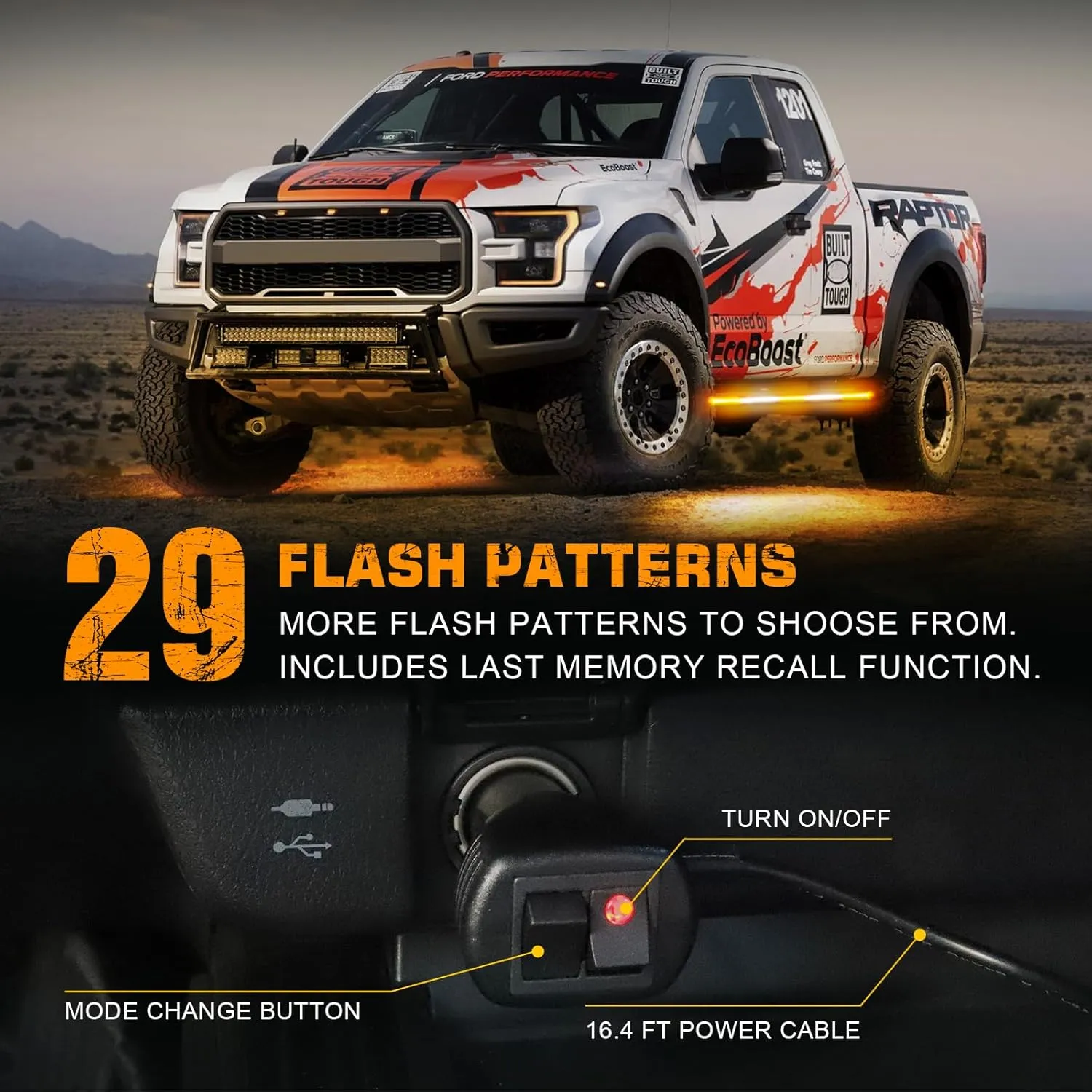 XRIDONSEN 2PCS 60 inch Emergency Truck Strobe Lights Strip 720 LED Running Board Lights Amber White Flashing Warning Hazard Safety Side Step Lights for Trucks Construction Vehicles Pickup SUV Jeep
