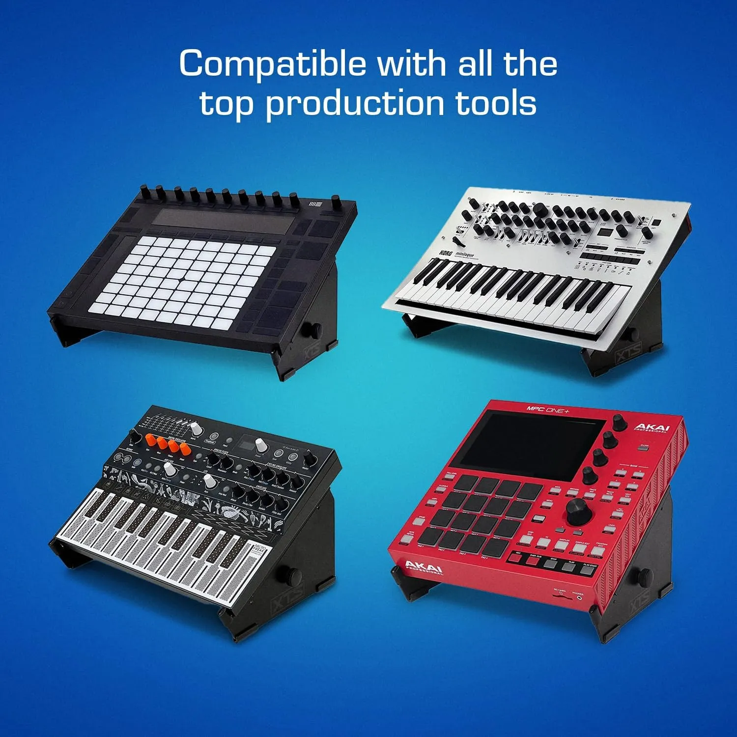 XTS Desktop Stand, Large 10.6" - 18.5" Size For Sampler/Synth/MIDI Controller/Drum Machine, Fits Akai MPC Live 2 / Ableton Push 3 / Native Instruments Maschine and more, by Analog Cases