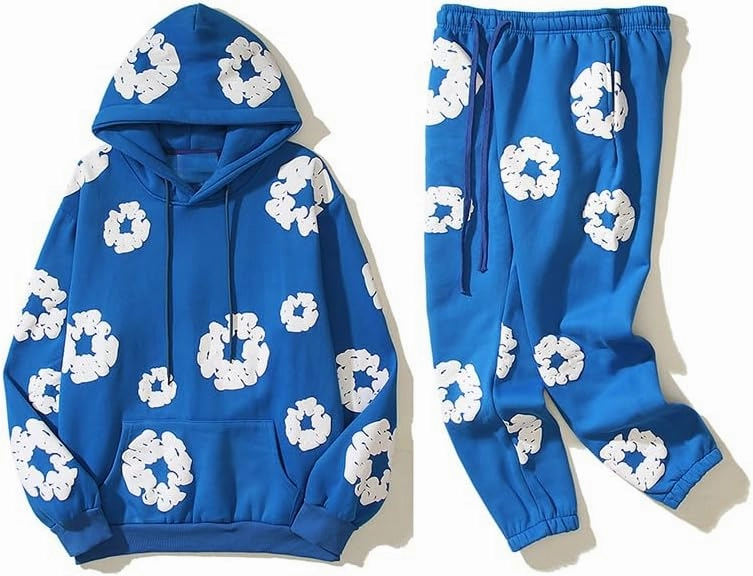 Y2K Hip Hop Men's Hoodie Set Foam Printed Casual Retro Harajuku Set