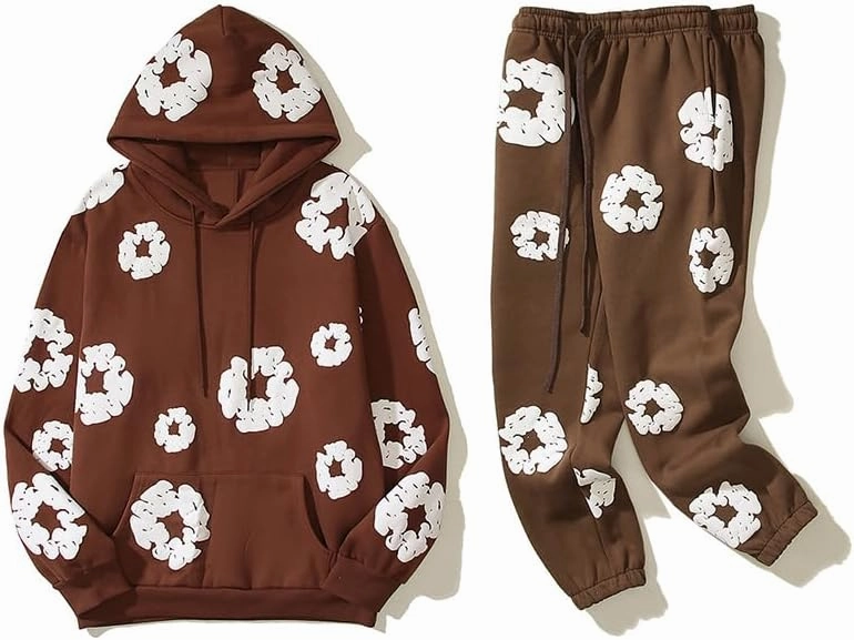 Y2K Hip Hop Men's Hoodie Set Foam Printed Casual Retro Harajuku Set