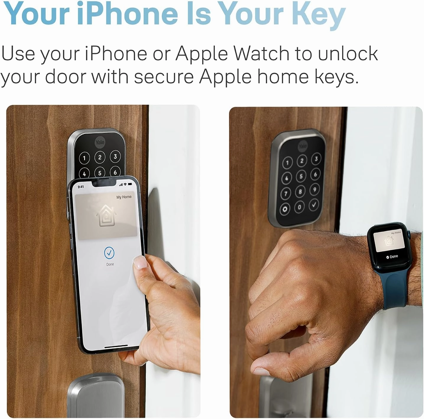 Yale Assure Lock 2 Plus Apple Home Keys, Nickel Keyless Entry Door Lock with Keypad for Code Entry Lock and Auto-Unlock (No Wi-Fi) Remote Access Requires Apple Home Hub via HomeKit, ‎YRD450-N-BLE-619