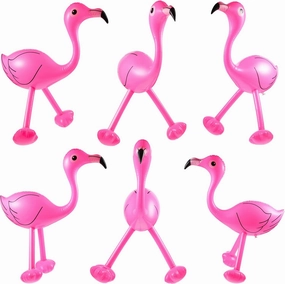 Yaomiao Inflatable Pink Flamingo Summer Beach Luau Birthday Party Accessories for Outdoor Indoor Hawaiian Party Decoration(24 Pieces)