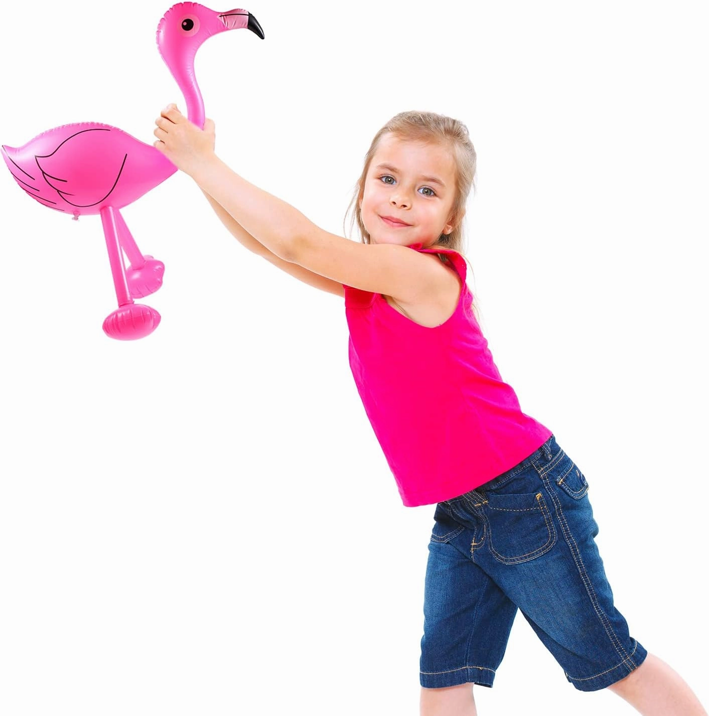 Yaomiao Inflatable Pink Flamingo Summer Beach Luau Birthday Party Accessories for Outdoor Indoor Hawaiian Party Decoration(24 Pieces)