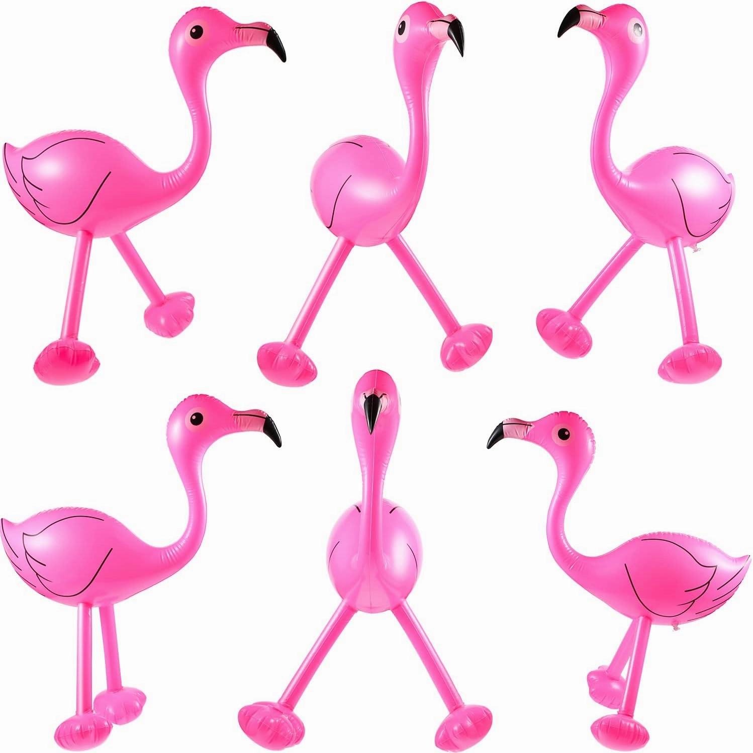 Yaomiao Inflatable Pink Flamingo Summer Beach Luau Birthday Party Accessories for Outdoor Indoor Hawaiian Party Decoration(24 Pieces)