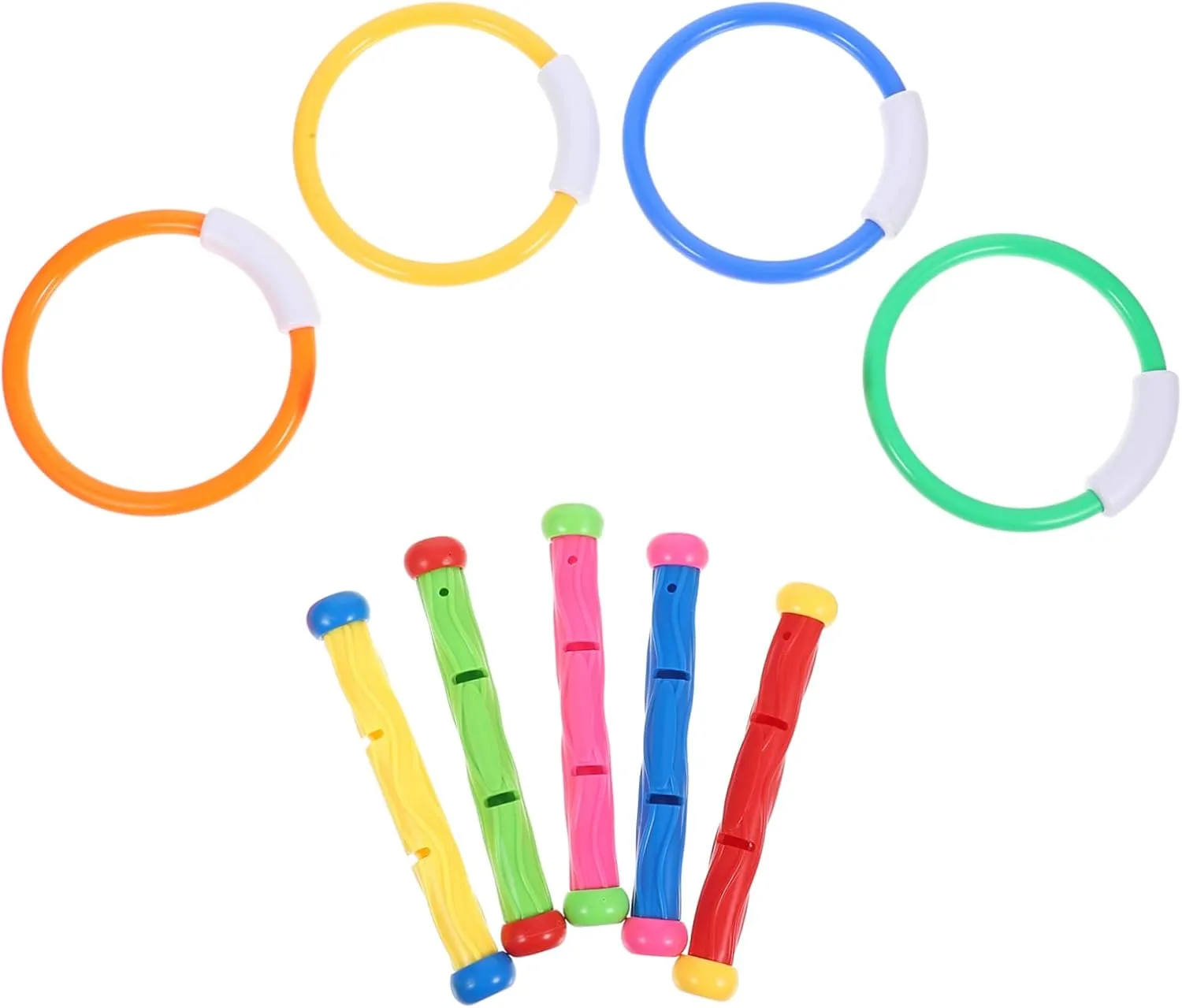 YARNOW 9Pcs Diving Underwater Dive Sticks Rings for Summer Pool Fun Safe for Swimming Games and Skill Development