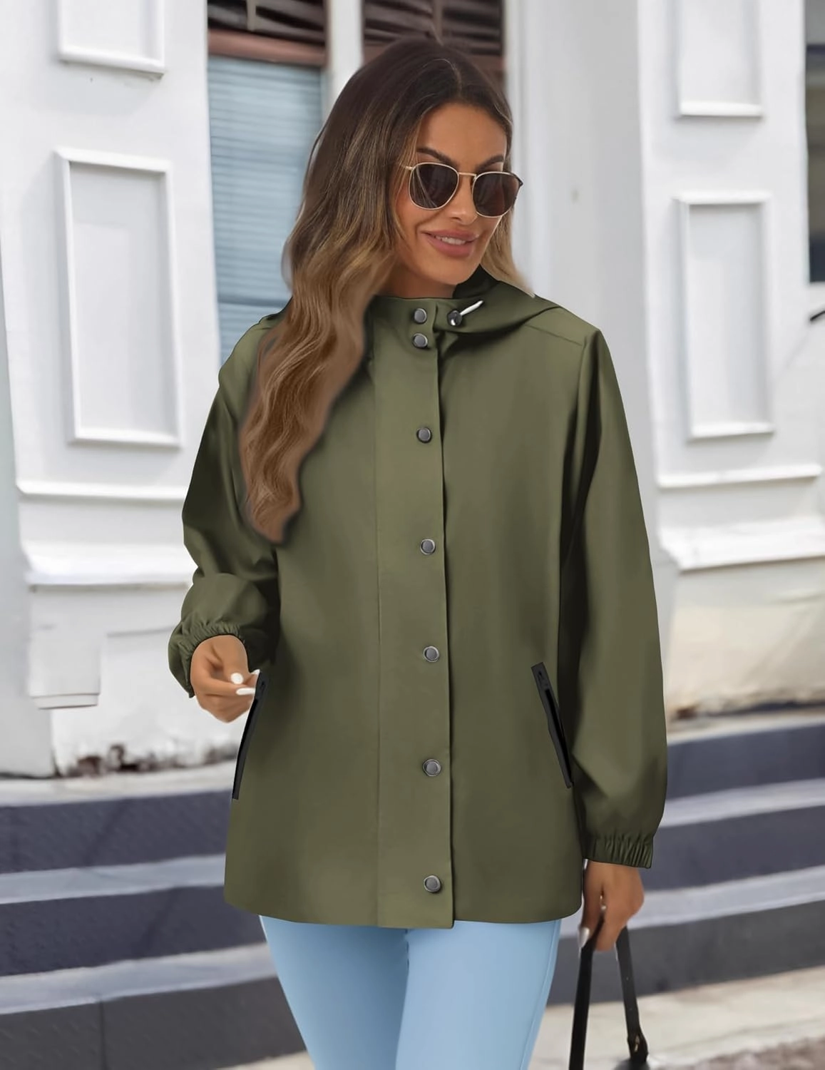 Zeagoo Women's Waterproof Rain Jacket With Hood - Lightweight Windbreaker Raincoat With Pockets for Outdoor