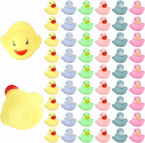 Zhanmai 300 Pcs Mini Rubber Ducks Bulk Colorful Duckies Set Tiny Shower Rubber Bath Toy Float Squeak Bathtub Pool Toy for Party Supplies Shower Birthday Holiday(Macron Color)