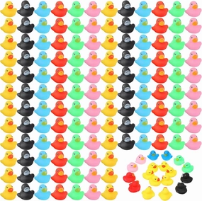 Zhanmai 400 Pcs Mini Rubber Ducks, Float Tiny Baby Shower Rubber Ducks 1.57 x 1.57 x 1.18 Inch for Preschool Bath Toy Party Decoration Fun Squeak Small Pool Toy(Multicolor)