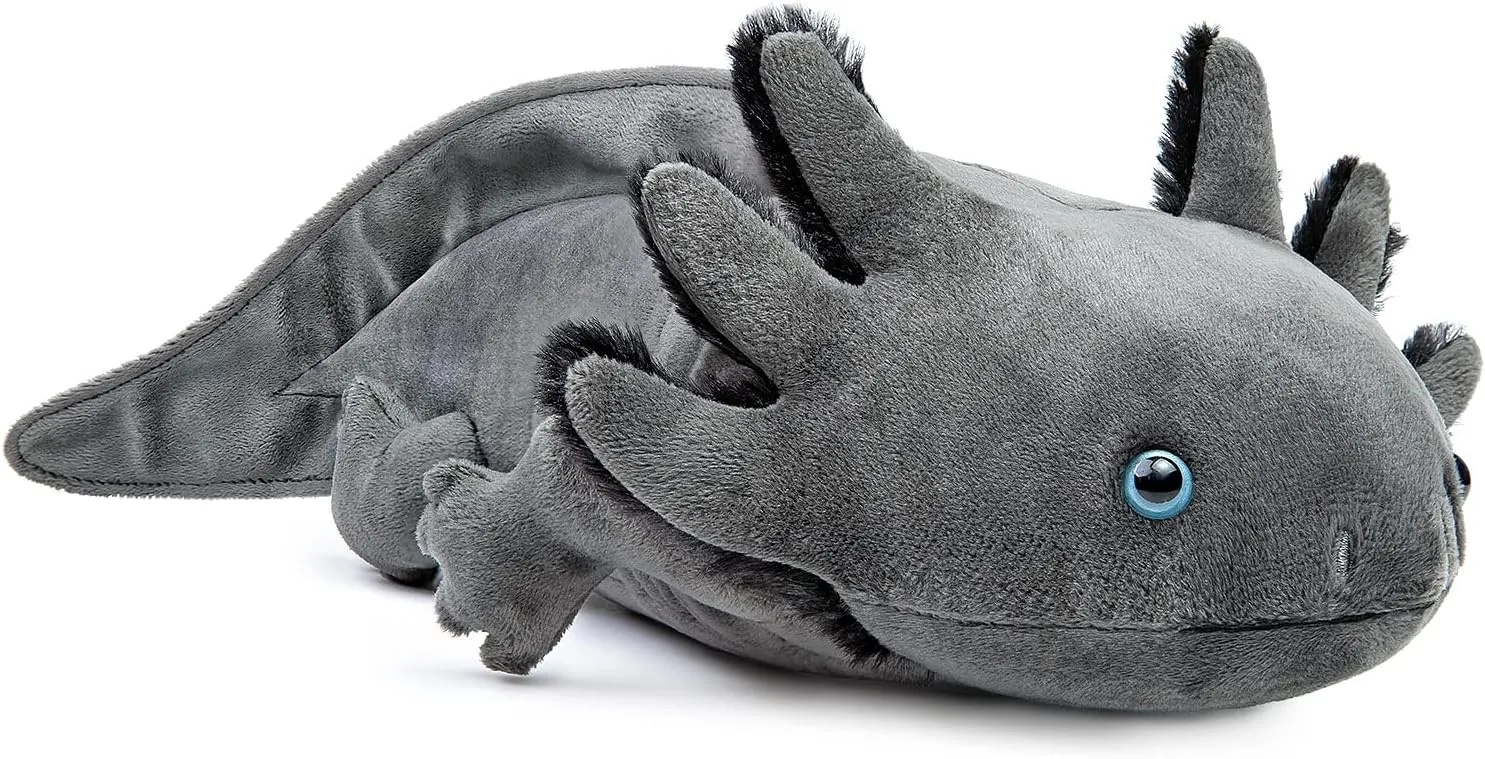 ZHONGXIN MADE Simulation Axolotl Plush Toy - 20" Soft Realistic Gray Axolotl Fish Lizard Creepy Stuffed Animal Cute Gray Reptilian Toy, Unique Plush Gift Collection for Kids