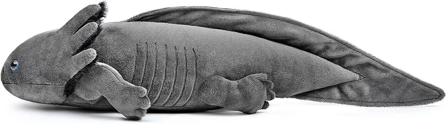 ZHONGXIN MADE Simulation Axolotl Plush Toy - 20" Soft Realistic Gray Axolotl Fish Lizard Creepy Stuffed Animal Cute Gray Reptilian Toy, Unique Plush Gift Collection for Kids