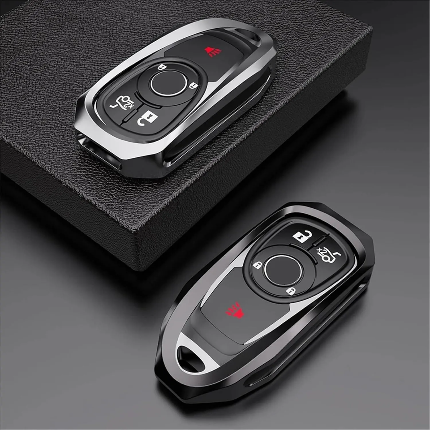 Zinc Alloy Car Key Cover Bag Case Shell Protector Keychain Compatible with Buick Encore Envision/Excelle Lacrosse Regal Verano GX GL6(Grey)