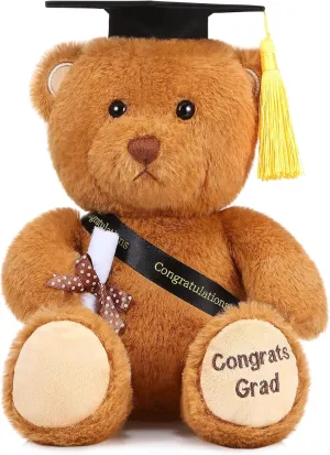 Zomiboo 2025 Graduation Bear Gifts for Her 11 Inch Graduation Plush Bear Toy with Black Hat Congrats Grad for Nurse Kindergarten Elementary High School College Class of 2025(Hold Diploma)