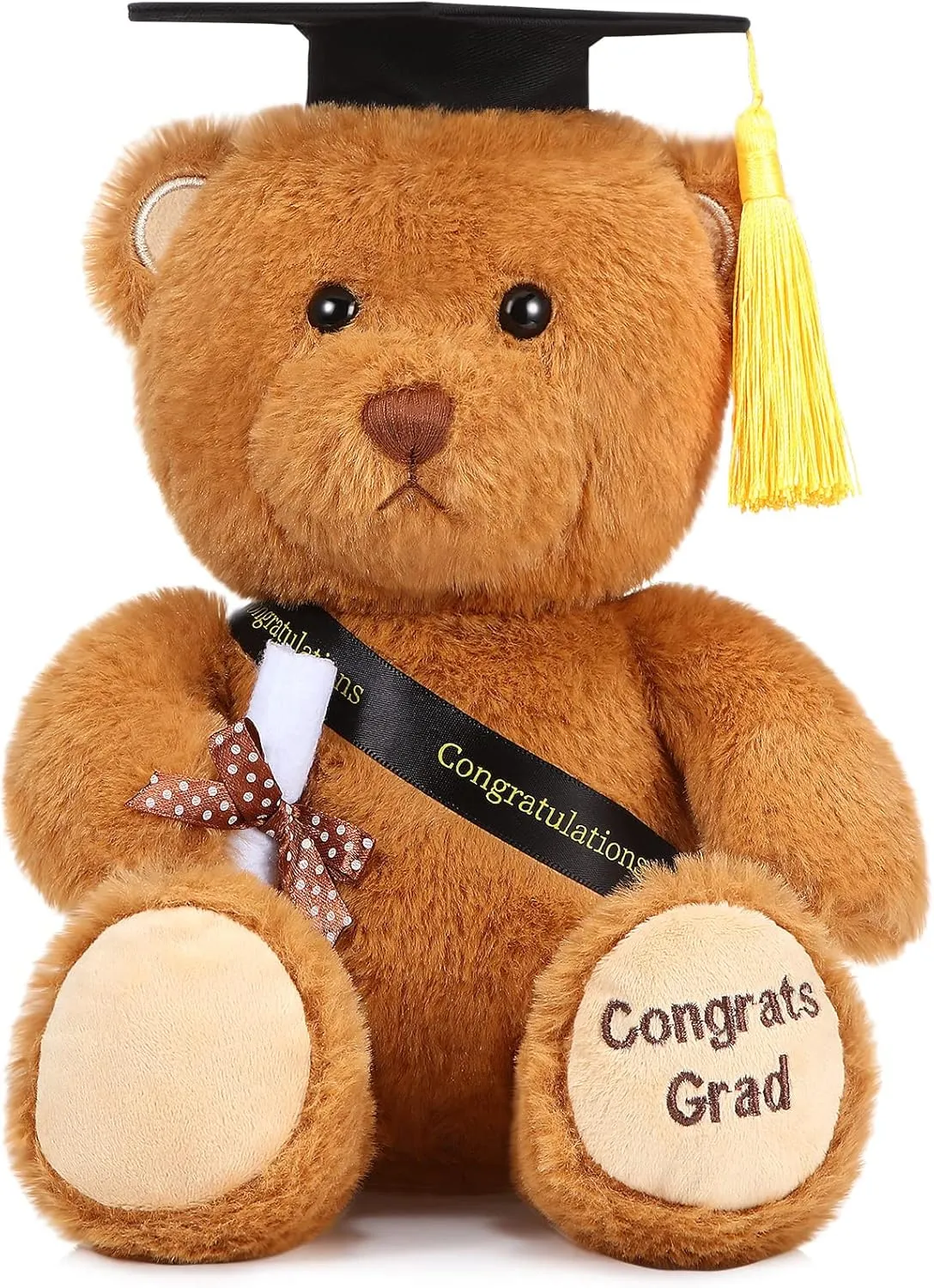 Zomiboo 2025 Graduation Bear Gifts for Her 11 Inch Graduation Plush Bear Toy with Black Hat Congrats Grad for Nurse Kindergarten Elementary High School College Class of 2025(Hold Diploma)