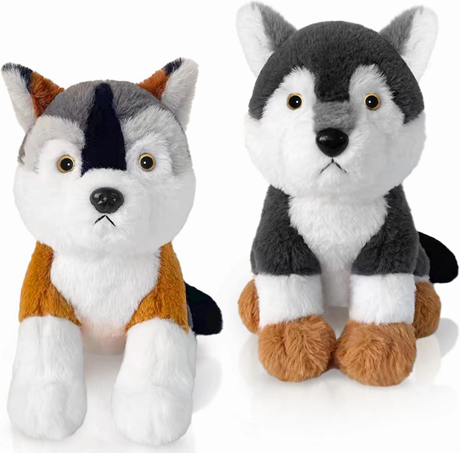 Zomiboo 2 Pieces Wild Grey Wolf Plush Stuffed Animal 10 Inch Realistic Wild Wolf Plush Toy Lifelike Plush Wolf Stuffed Animal Toy Gifts for Kids